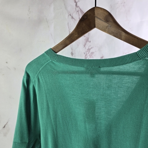 Talbots Cardigan Womens Large Green Short Sleeve Sweater Kelly Pockets - Picture 6 of 13